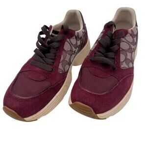 Coach Canvas Logo Suede Lace Up Sneaker FG5057 Shoes Women’s Size 9.5B